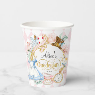 Gobelets En Papier Alice à Onederland, fille 1er anniversaire Coupes 