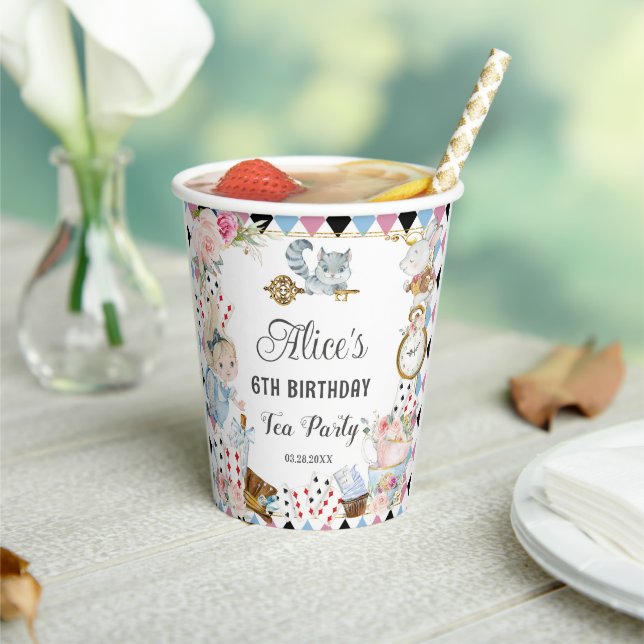 Gobelets En Papier Alice au pays des merveilles Anniversaire High Tea (Insitu)
