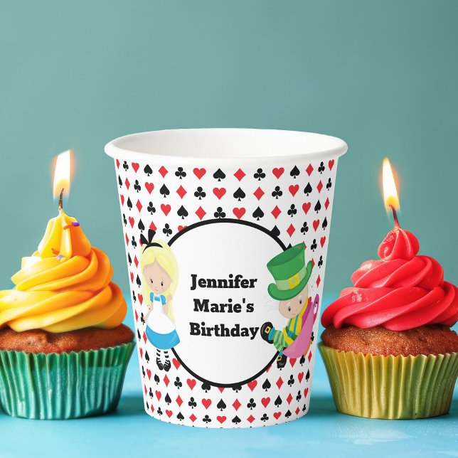 Gobelets En Papier Alice au pays des merveilles Parti Anniversaire de (Créateur téléchargé)