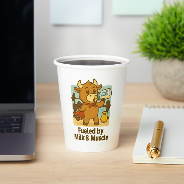 Gobelets En Papier Alimenté par le lait et les muscles - Funny Bullio (Insitu)