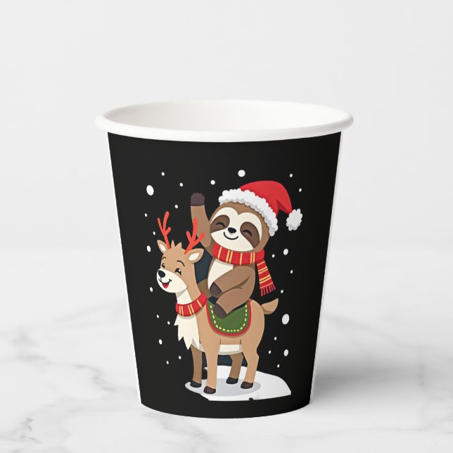 Gobelets En Papier Alpaca Sloth Christmas (2) (Recto)