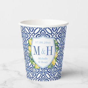 Gobelets En Papier Amalfi Lemons Couples Wedding showers Monogrammes