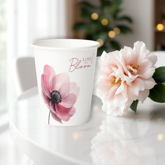 Gobelets En Papier amour en fleur douche nuptiale minimale (love is in bloom minimal floral bridal shower party  paper cups )