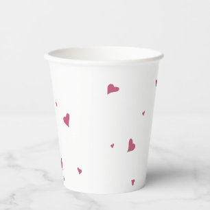 Gobelets En Papier AMOUR Petits Coeurs roses & Blanc