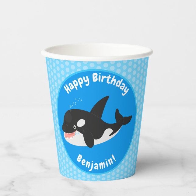 Gobelets En Papier Amusante baleine orque mignonne dessin animé (Recto)