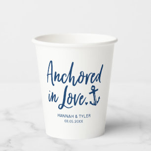 Gobelets En Papier Ancré Dans Love Beach Cups Mariages Nautiques Papi