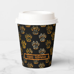 Gobelets En Papier Animal Paw Silhouette Animaux Joyeux Halloween Noi