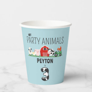 Gobelets En Papier Animaux de fête d'anniversaire 3 ans Fête d'annive