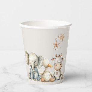 Gobelets En Papier Animaux de Nurserie Peluche Vintage Baby Shower
