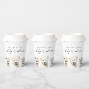 Gobelets En Papier Animaux d'hiver Baby shower neutre selon le sexe