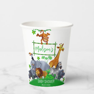 Gobelets En Papier Animaux Wild One Jungle verdure safari hiver