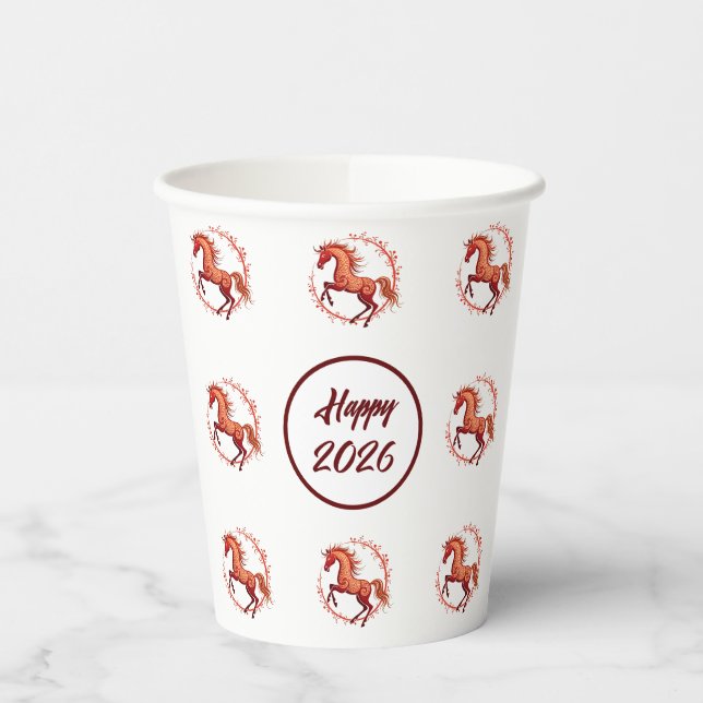Gobelets En Papier Année du cheval 2026 (Gauche)