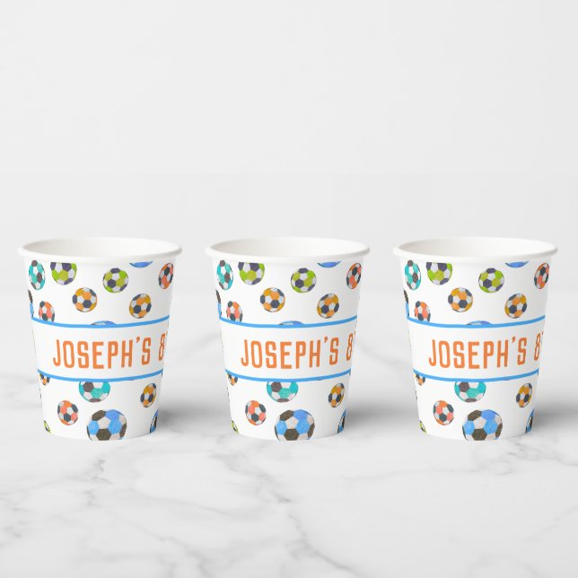 Gobelets En Papier Anniversaire de enfant de balles de football (Multi)