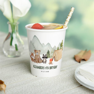 Gobelets En Papier Anniversaire de enfant de camping moderne Woodland