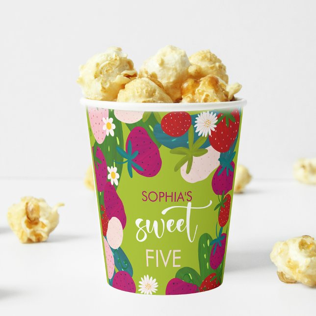 Gobelets En Papier Anniversaire de enfant de fraise sucrée (Créateur téléchargé)