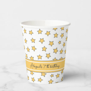 Gobelets En Papier Anniversaire de enfant Motif des étoiles jaunes mi