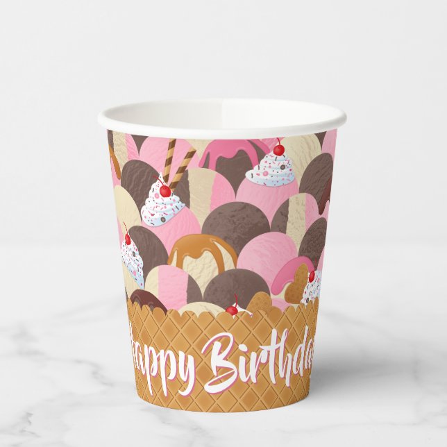 Gobelets En Papier Anniversaire de glace Sundae (Gauche)