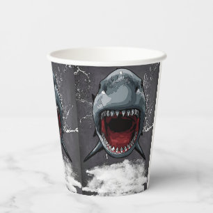 Gobelets En Papier Anniversaire des requins, Attaque des requins,