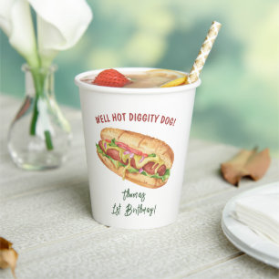 Gobelets En Papier Anniversaire Enfants Hot Dog Aquarelle