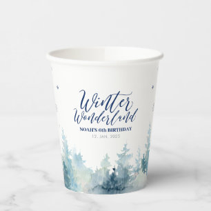 Gobelets En Papier Anniversaire Enfants Silver & Navy Winter Wonderla