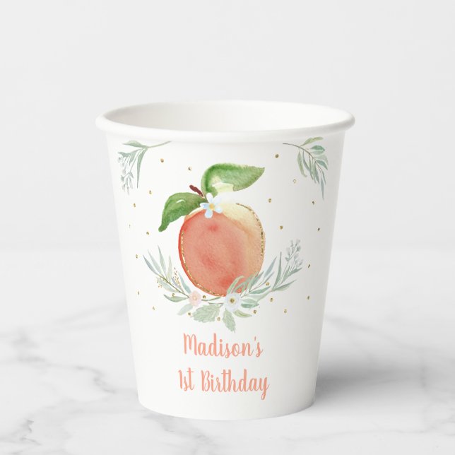 Gobelets En Papier Anniversaire Floral de Little Peach Gold (Recto)