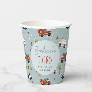 Gobelets En Papier Anniversaire Garçons Mignon Voiture de Police Cami