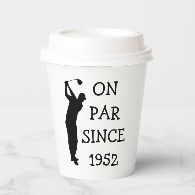 Gobelets En Papier Anniversaire Golfer Funny 70e heureux papa Par (Recto)