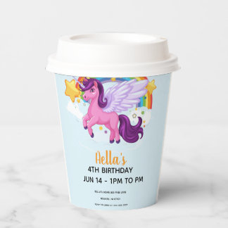 Gobelets En Papier Anniversaire Licorne et Arc-en-ciel