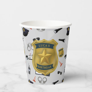 Gobelets En Papier Anniversaire Policier Thème Police