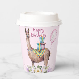 Gobelets En Papier Aquarelle adorable Llama tasses de papier