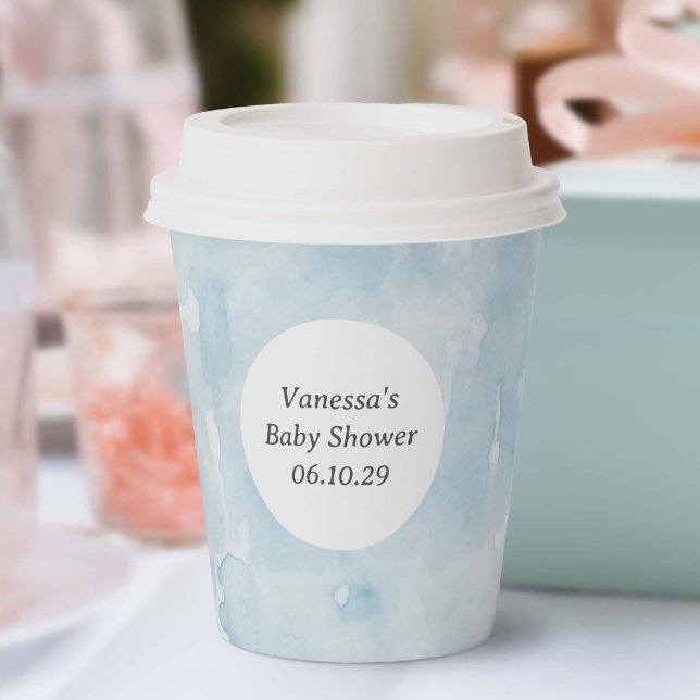 Gobelets En Papier Aquarelle bleu simple motif de texture (Blue simple watercolor texture paper cup)