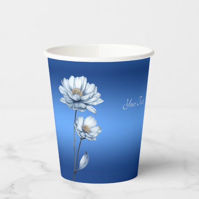 Gobelets En Papier Aquarelle bleue Fleurs tasse de papier (Gauche)
