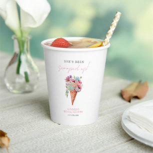 Gobelets En Papier Aquarelle Floral glace Fête des mariées