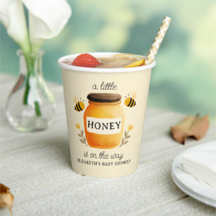 Gobelets En Papier Aquarelle Honey & Bees Baby Shower Jaune
