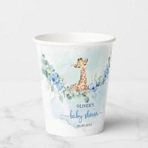 Gobelets En Papier Aquarelle jungle animaux bébé Giraffe tasses de pa