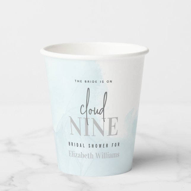 Gobelets En Papier Aquarelle La mariée est sur nuage 9 fête nuptiale (Recto)