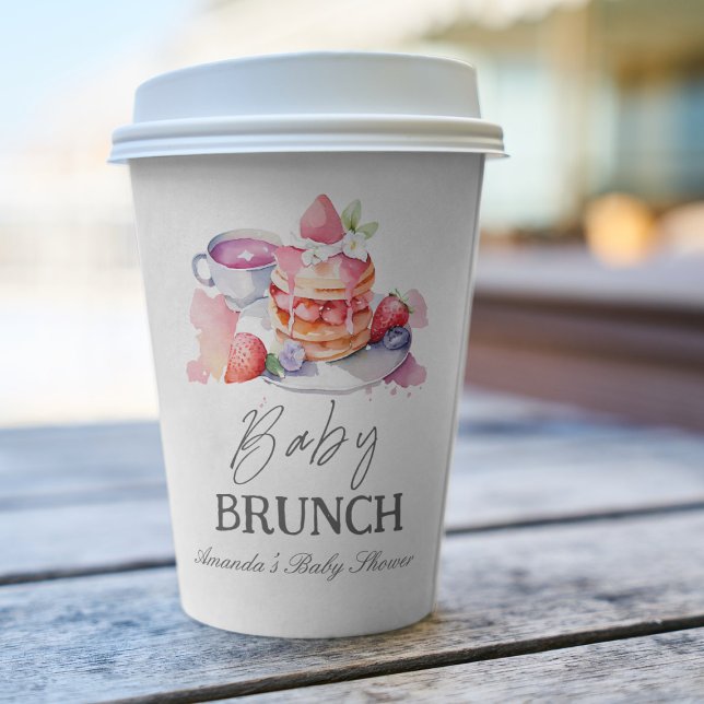 Gobelets En Papier Aquarelle Pancake Baby Brunch Douche (Créateur téléchargé)