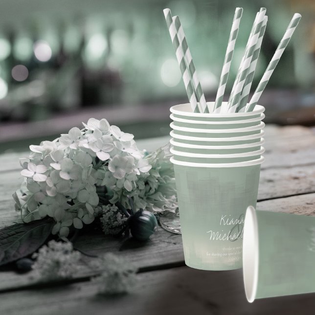 Gobelets En Papier Aquarelle Réflexions Mariage Sage ID774 (Créateur téléchargé)