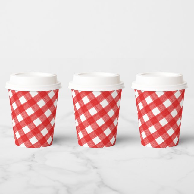 Gobelets En Papier Aquarelle rouge et blanc Coupe de papier plat avec (Multi)