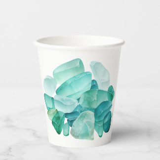 Gobelets En Papier Aquarelle Sea Glass Beach Lover