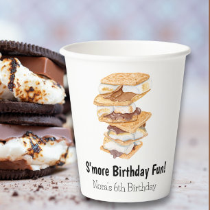 Gobelets En Papier Aquarelle S'mores réalistes 6e anniversaire