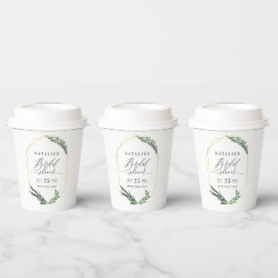 Gobelets En Papier aquarelle vert floral élégant douche nuptiale 