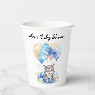 Gobelets En Papier Aquarelle Whimsical Wolf Baby shower de loup