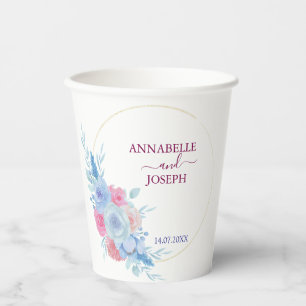 Gobelets En Papier aquarelles Florales Botanique Moderne Mariage