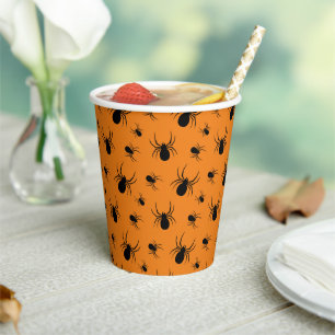 Gobelets En Papier Araignées Halloween Party Black Orange Personnalis
