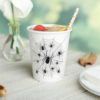 Gobelets En Papier Araignées noir blanc toile d'araignée motif Hallow