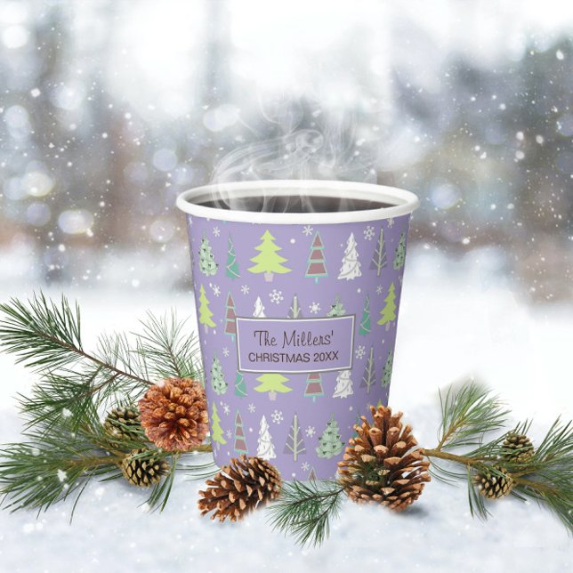 Gobelets En Papier Arbre de Noël Motif Violet et Lime vert ID175 (Créateur téléchargé)