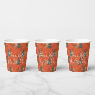 Gobelets En Papier Arbres de Noël & tigres motif personnalisé arrière