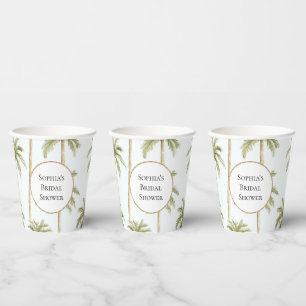 Gobelets En Papier Arbres de palmiers verts tropicaux blancs pour la