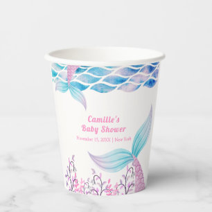 Gobelets En Papier Arc-en-ciel sous la mer Mermaid Tail Baby shower